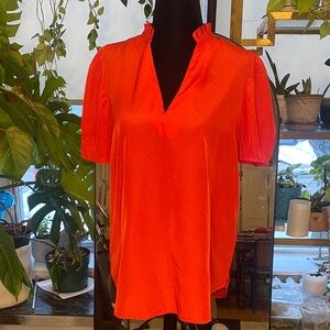 Mandee Bright Red Blouse with ruffle collar
